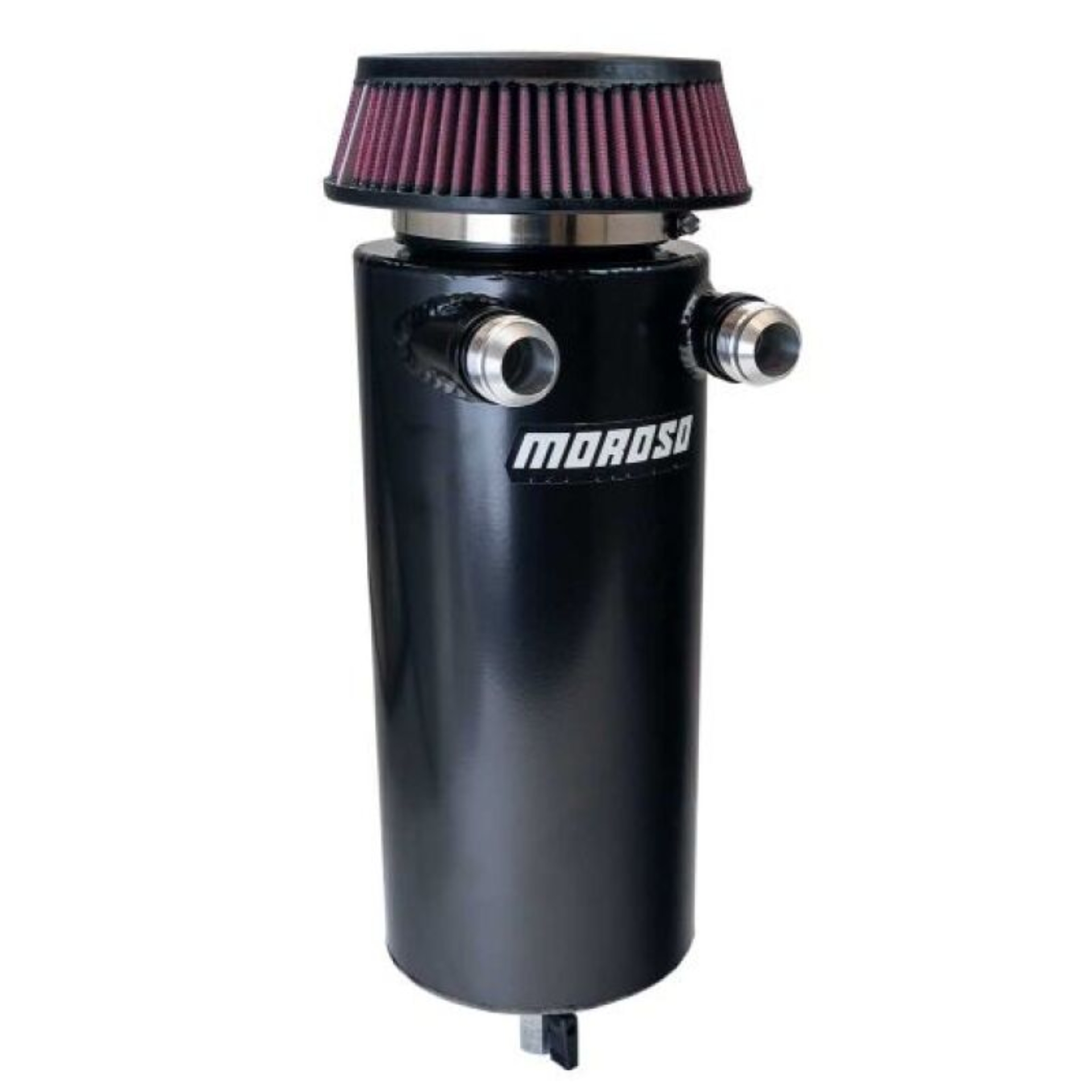 Picture of Moroso 6in Diameter Dual -16AN Inlet Aluminum Breather Tank Catch Can - Black