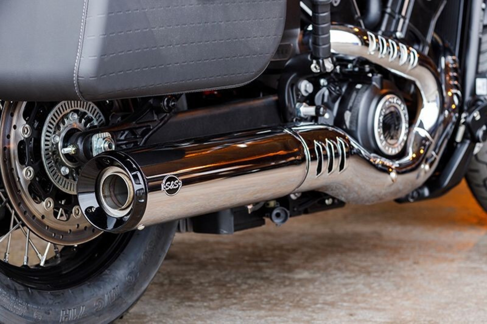 Picture of S&S Cycle 2025 Indian Scout 4.5in Grand National Slip-On Muffler - Chrome