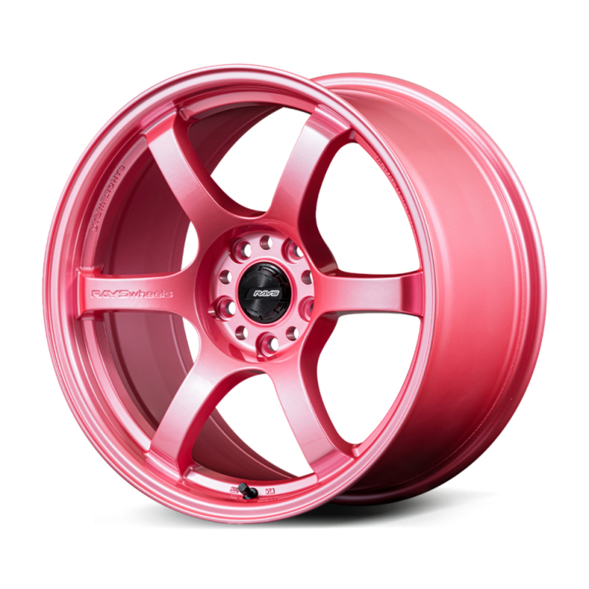 Picture of Gram Lights 57DR 18x8.5 +37 5x114.3 Sakura Pink Wheel (w/ Center Cap & No. 21 BK Air Valve)