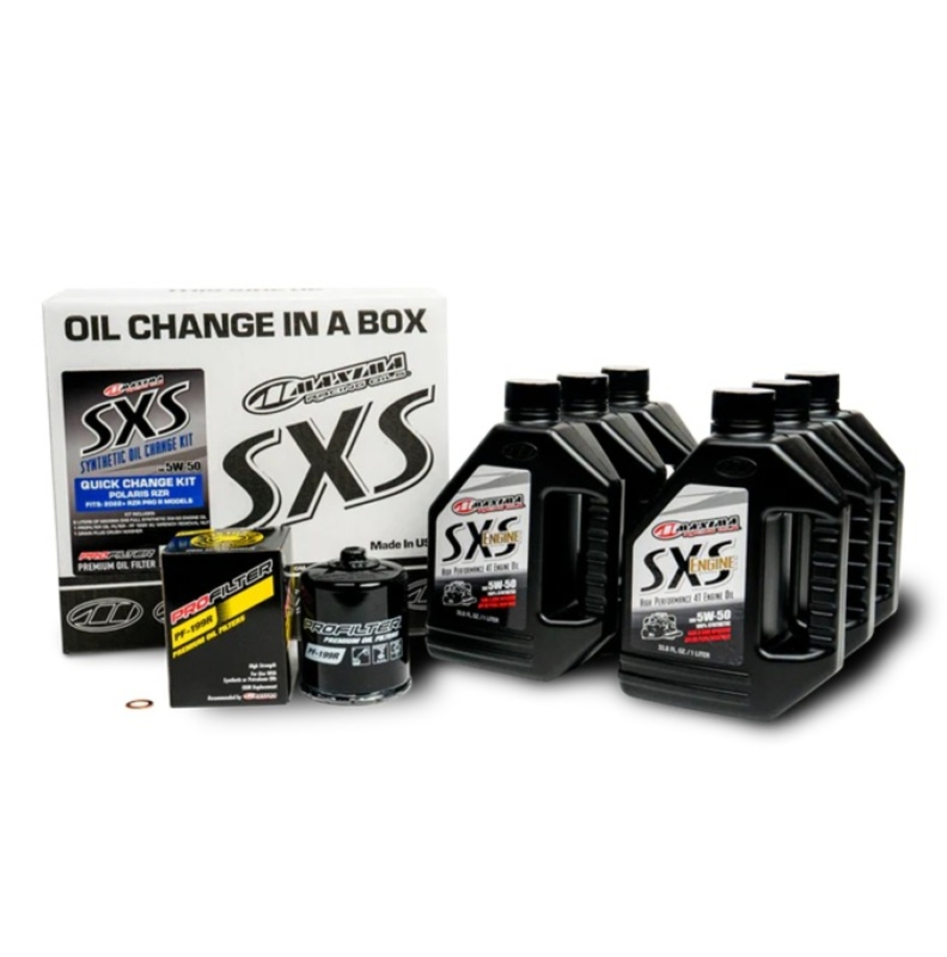 Picture of Maxima SXS Polaris RZR Pro R Quick Change Kit w/Full Synthetic 5W50 Engine Oil/Filter/Hardware