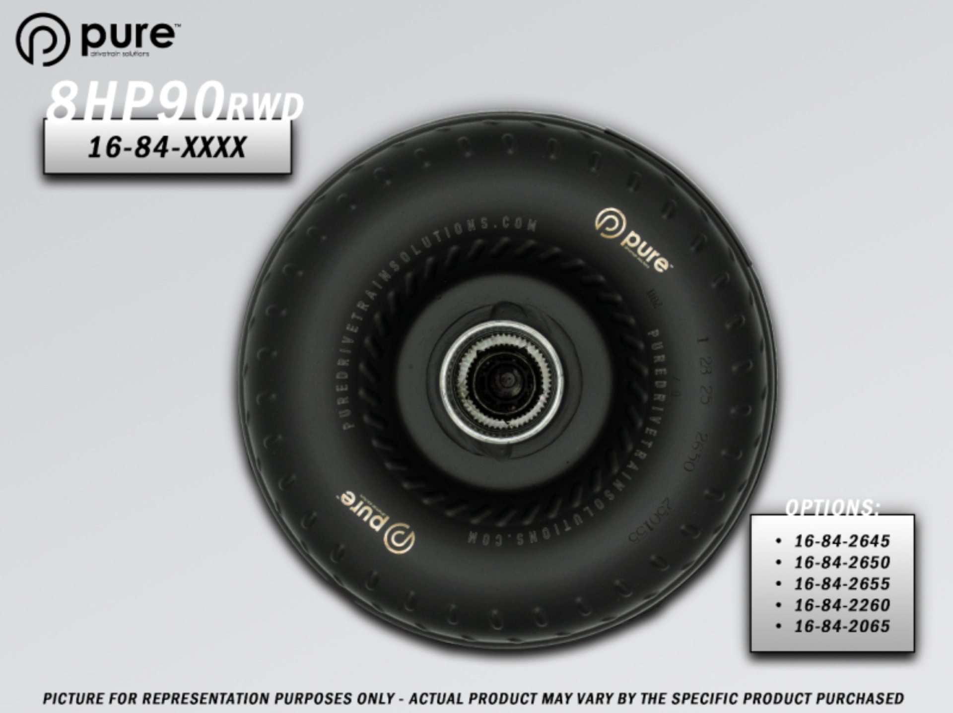 Picture of Pure Drivetrain 8HP90 High Performance Billet Race Torque Converter - 20/65 Stator - RWD