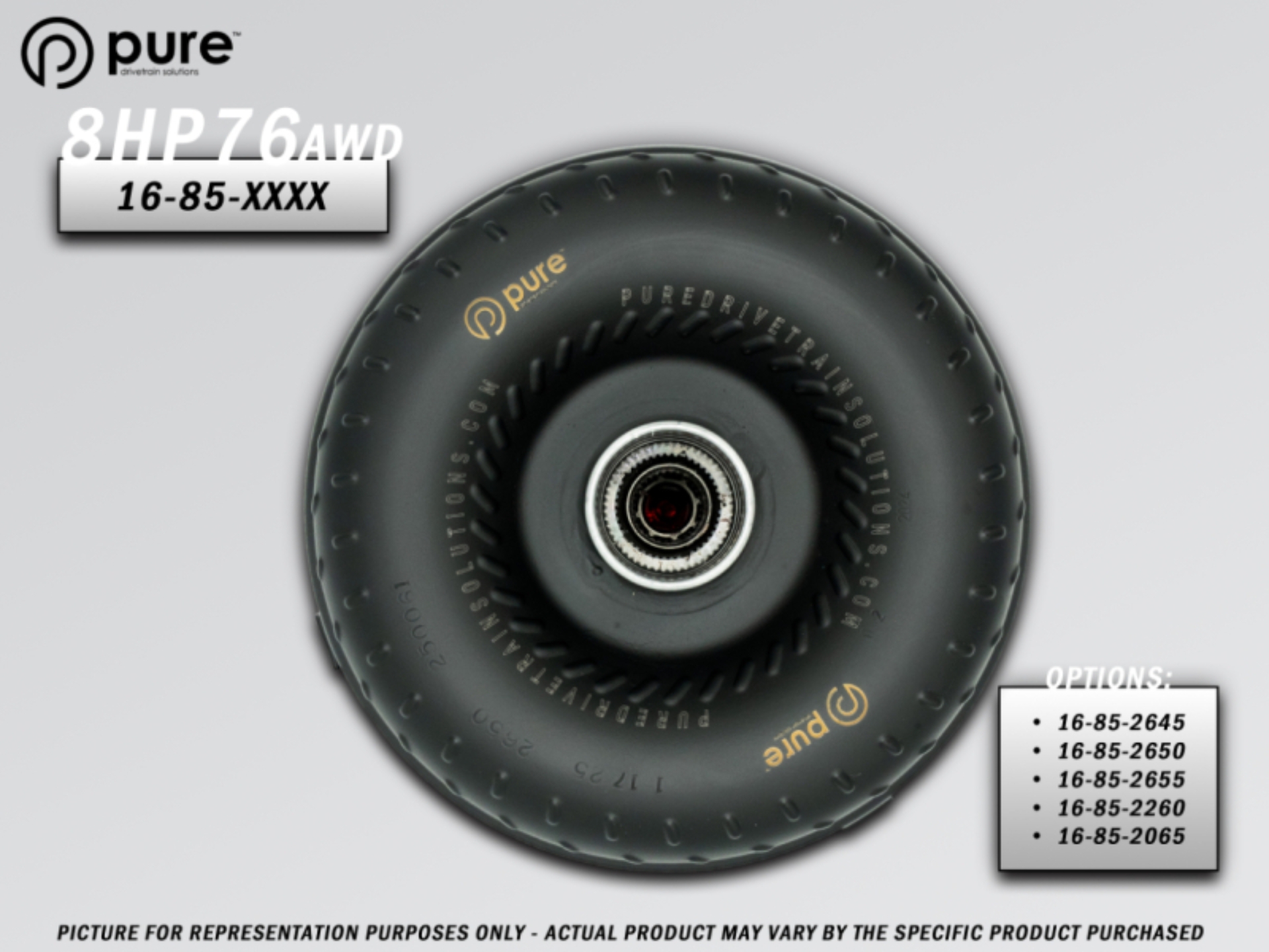 Picture of Pure Drivetrain 8HP76 High Performance Billet Race Torque Converter - 22/60 Stator - AWD