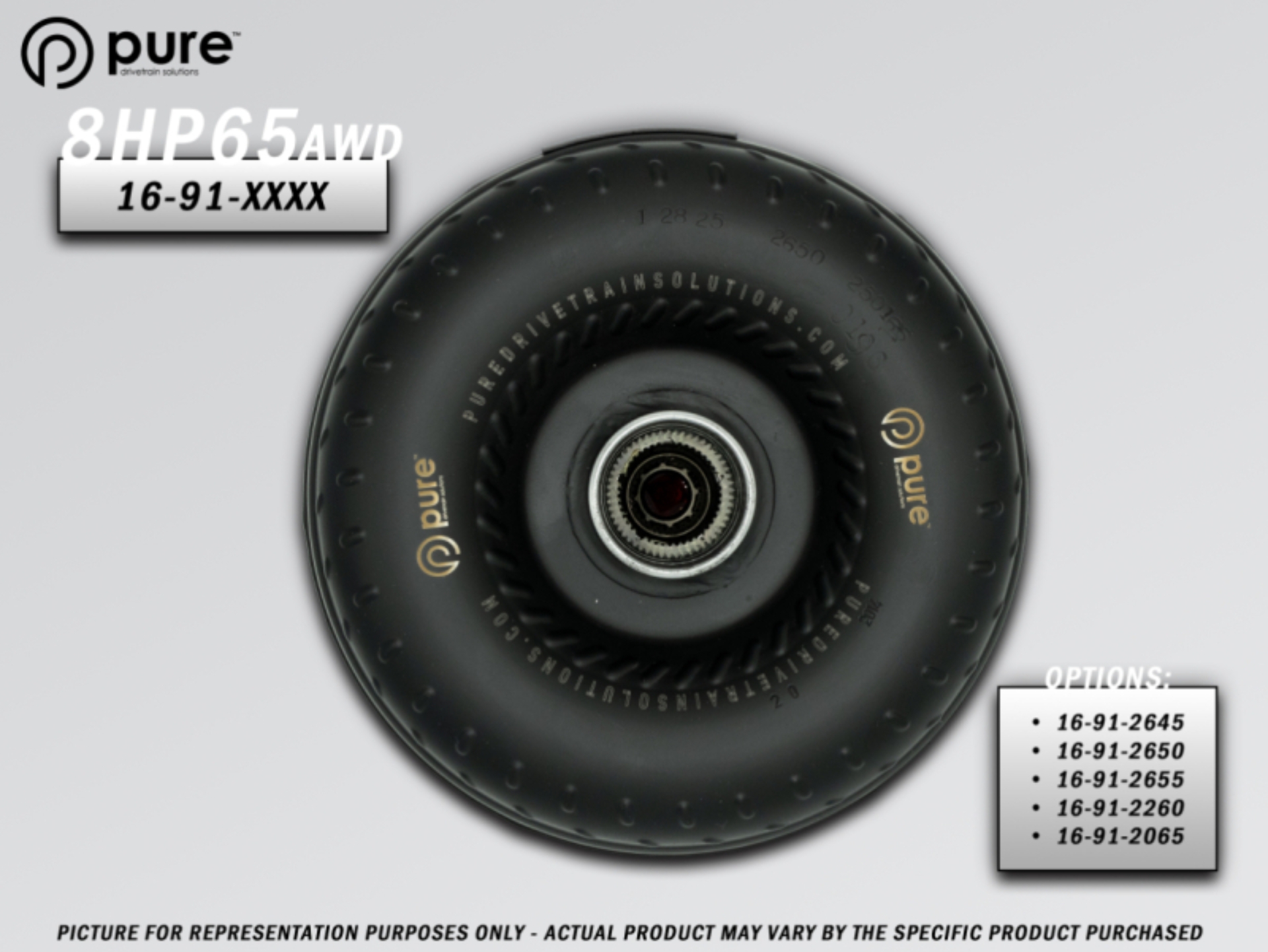 Picture of Pure Drivetrain 8HP65 High Performance Billet Race Torque Converter - 20/65 Stator - AWD