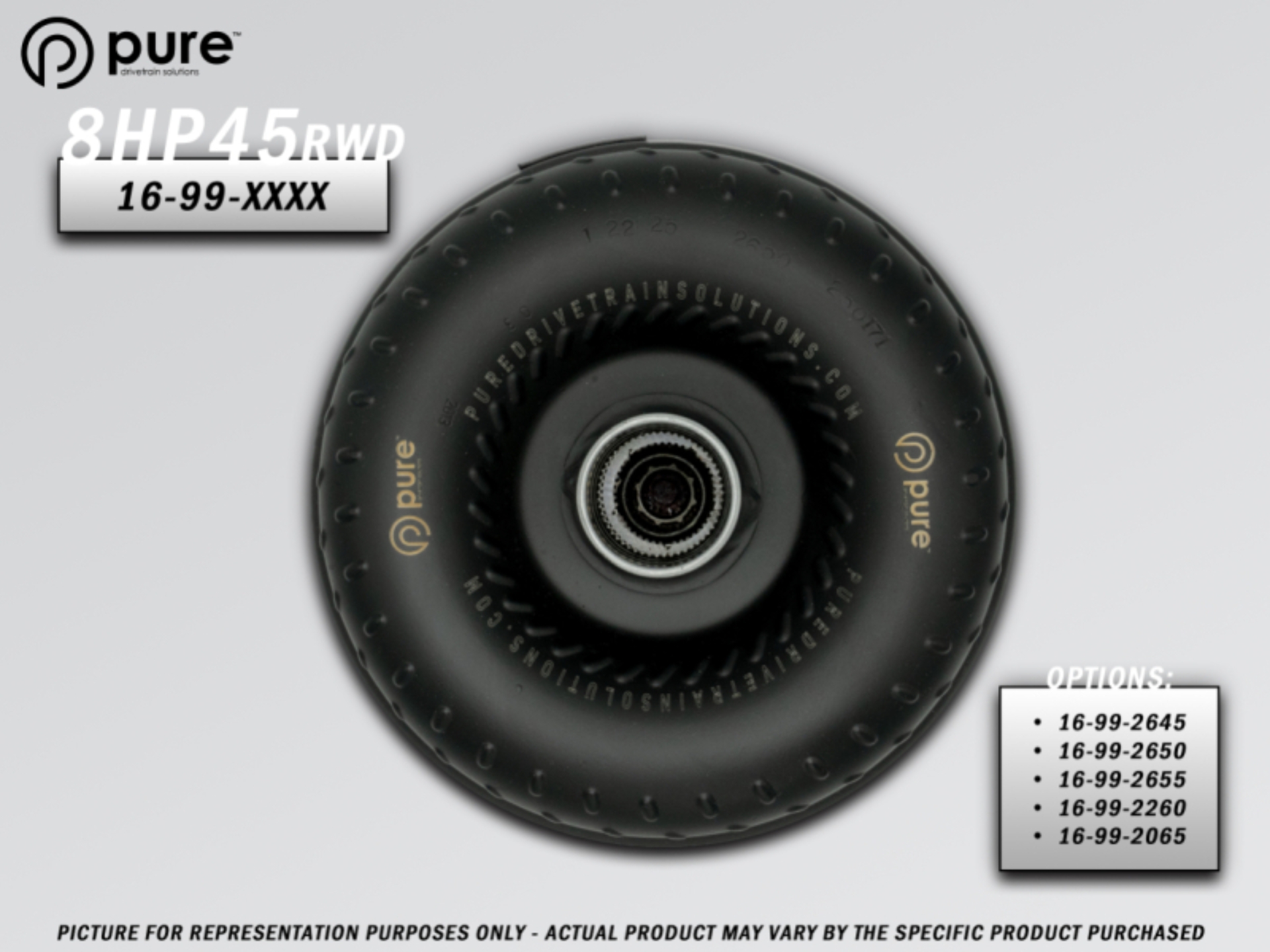 Picture of Pure Drivetrain 8HP45 High Performance Billet Race Torque Converter - 26/50 Stator - RWD