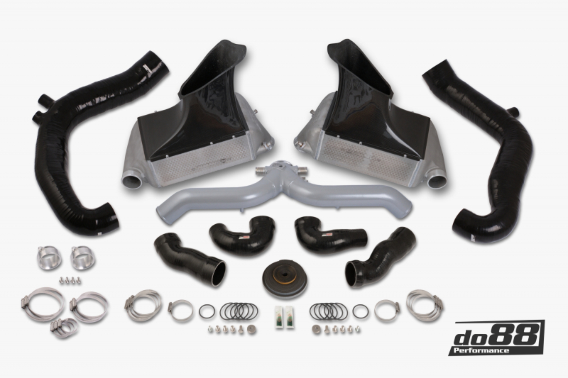 Picture of do88 10-12 Porsche 911 Turbo/Turbo S (997.2) BigPack Intercooler Kit w/Silver Pipe + Inlets