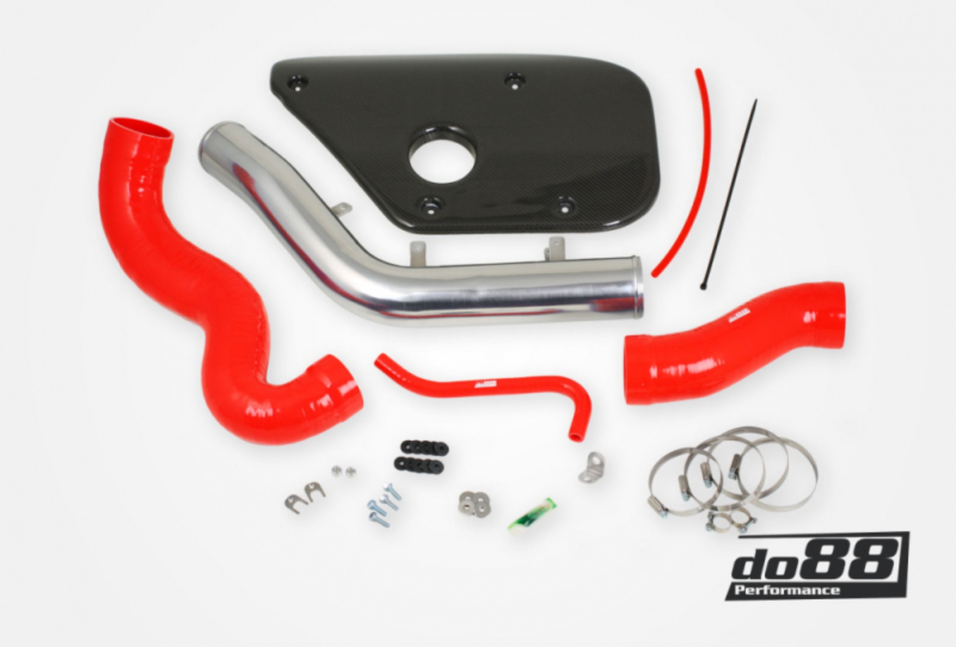 Picture of do88 Volvo S60 V60 V70 T6 Inlet Pipe Red Hoses Carbon fiber cover