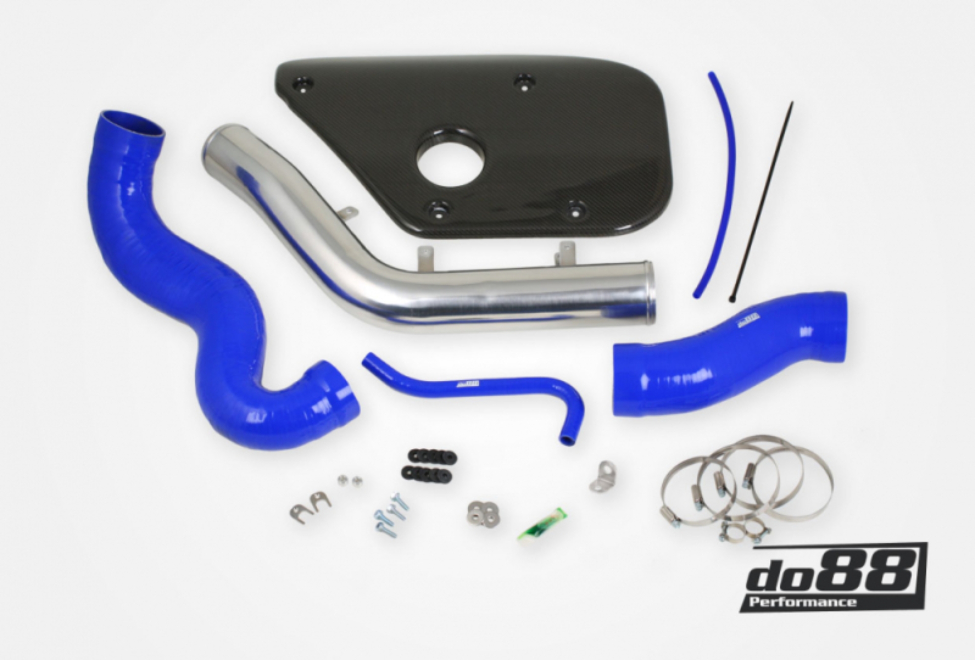Picture of do88 Volvo S60 V60 V70 T6 Inlet Pipe Blue Hoses Carbon fiber cover
