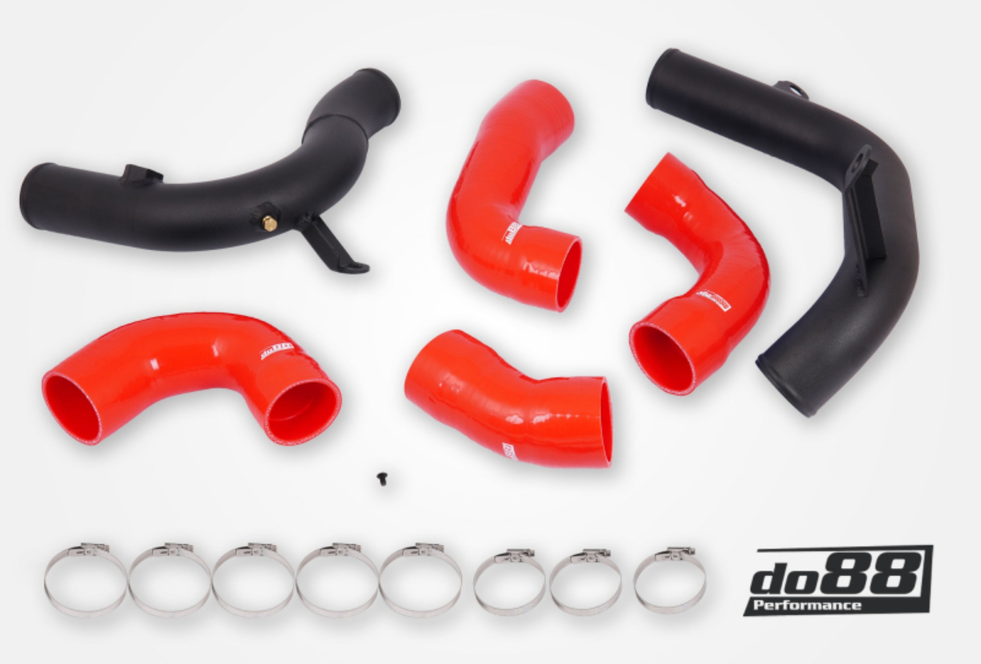 Picture of do88 Audi/Seat/Skoda/Volkswagen 1.8T/2.0T (MQB) do88 Intercooler Pressure Pipes w/Red Hoses