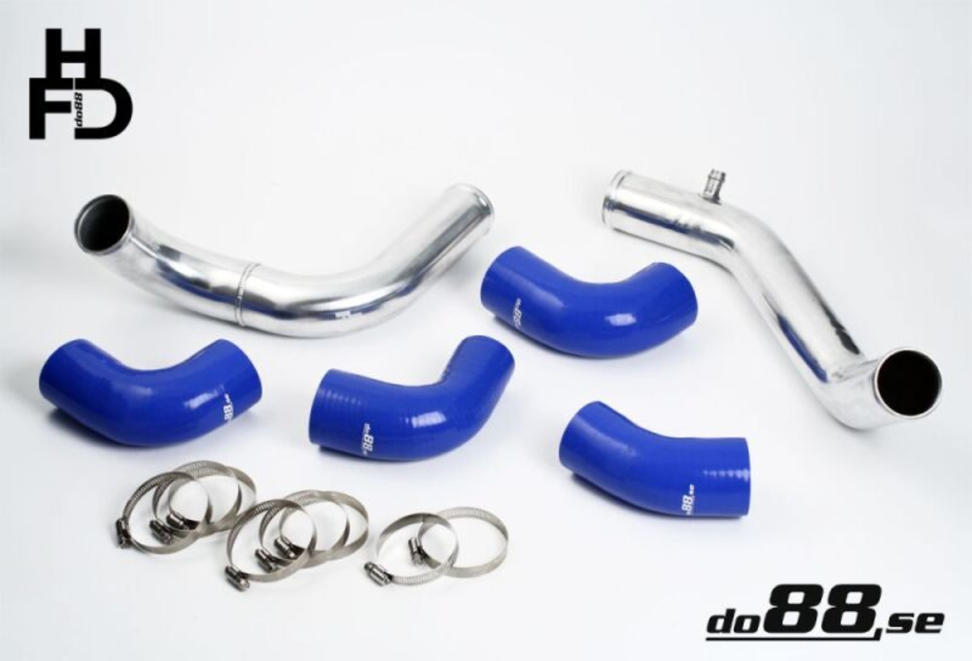 Picture of do88 Volvo 7/940 Turbo Center Connection Pipe Kit Blue Hoses 3in Throttle Body