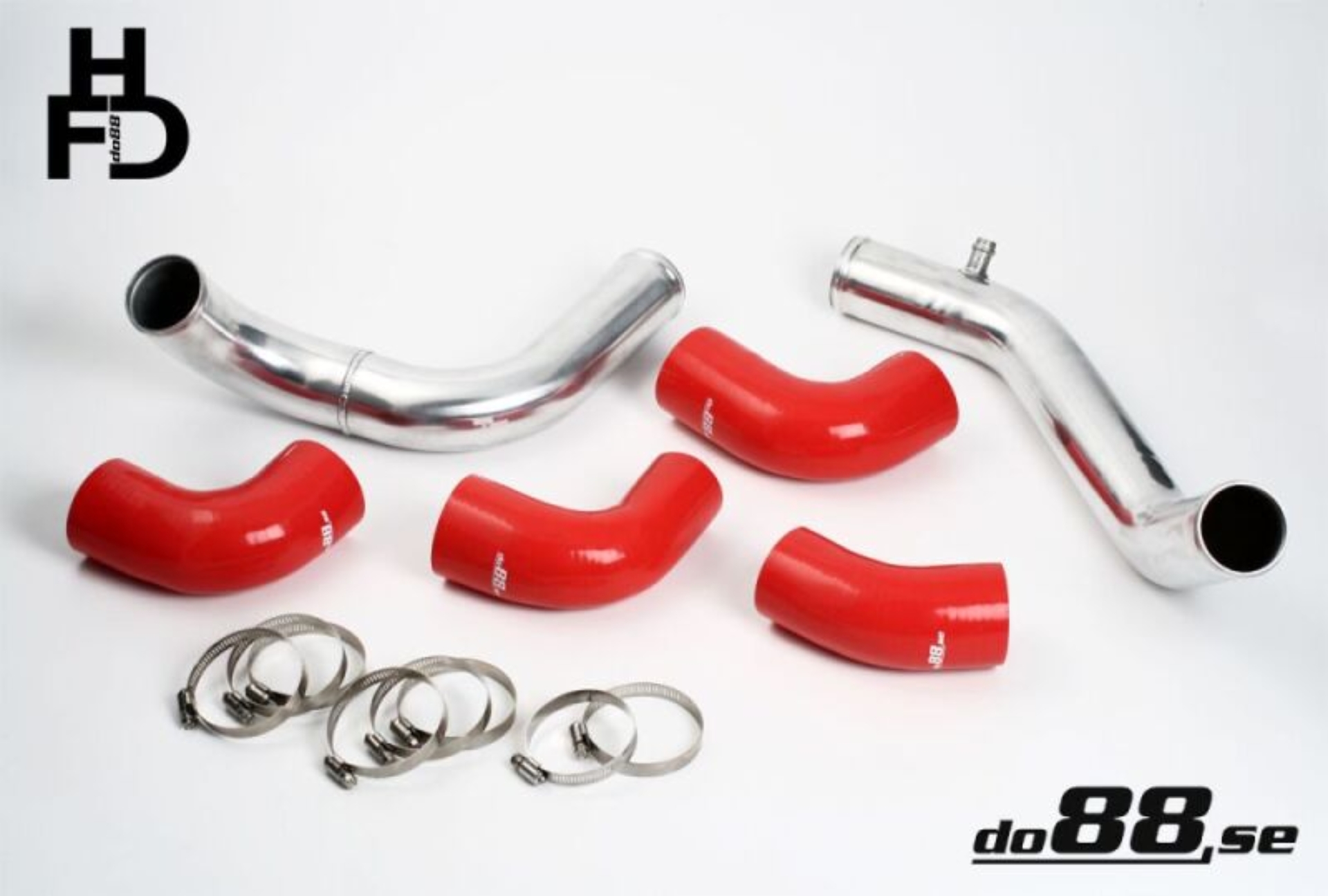 Picture of do88 Volvo 7/940 Turbo Center Connection Pipe Kit Red Hoses standard Throttle Body