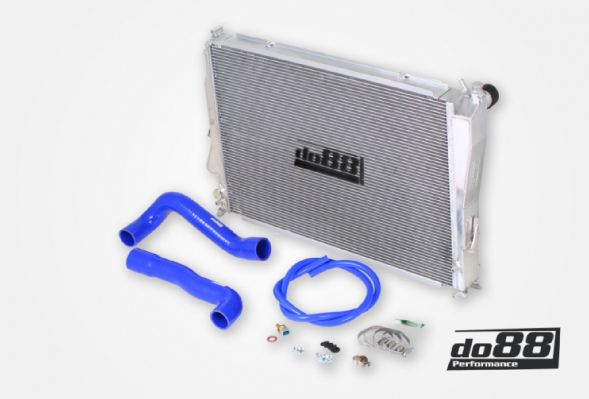 Picture of do88 00-06 BMW M3 (E46) Aluminum Radiator w/Blue Hoses
