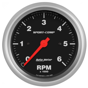 Picture of AutoMeter Sport-Comp 3-3/8in. 0-6K RPM In-Dash Tachometer Gauge