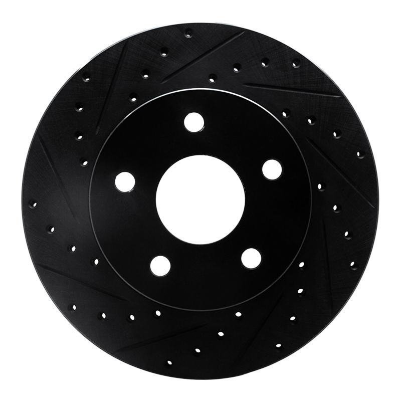 Picture of R1 99-04 Jeep Grand Cherokee Front Left Drilled & Slotted Black Brake Rotor