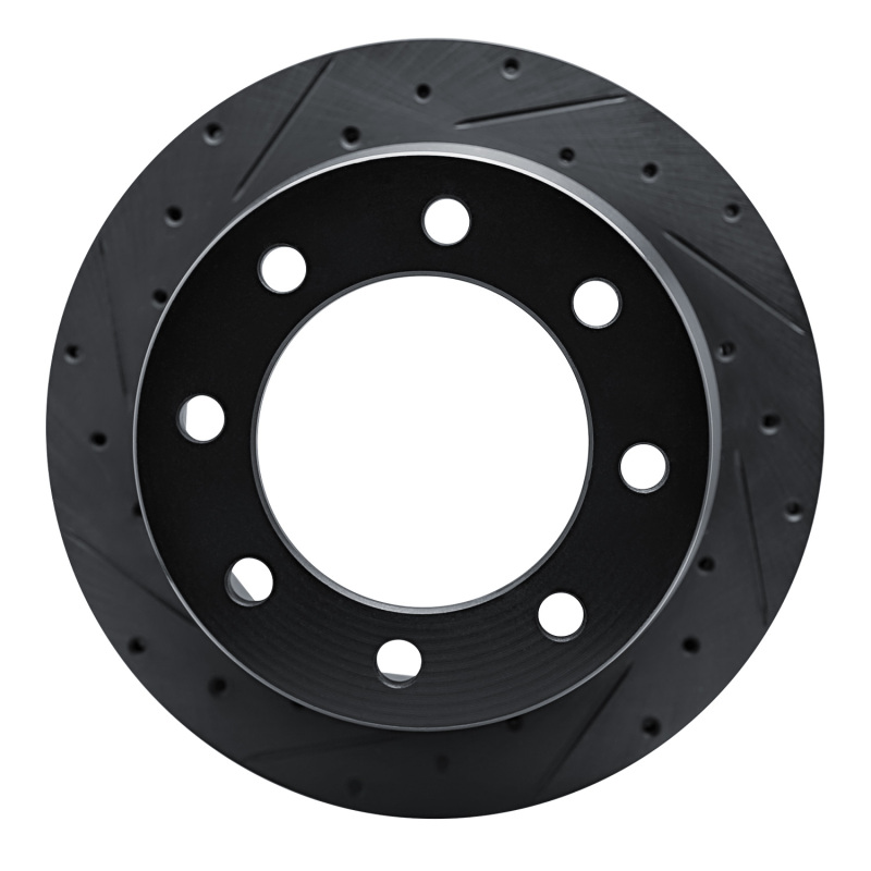 Picture of R1 09-20 Chevrolet Express 3500 Rear Left Drilled & Slotted Black Brake Rotor
