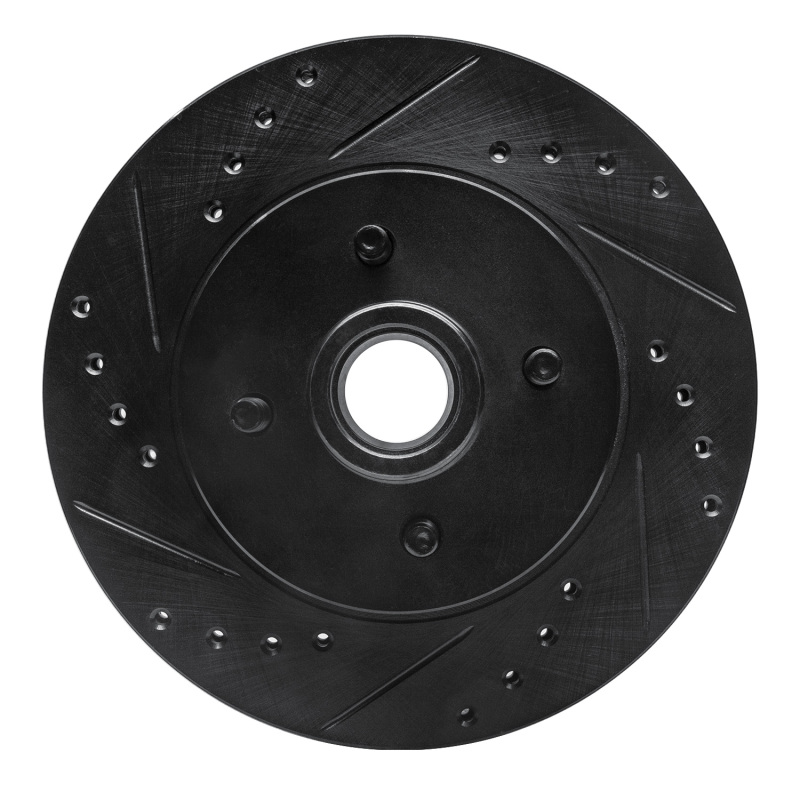 Picture of R1 87-93 Ford Mustang Front Left Drilled & Slotted Black Brake Rotor
