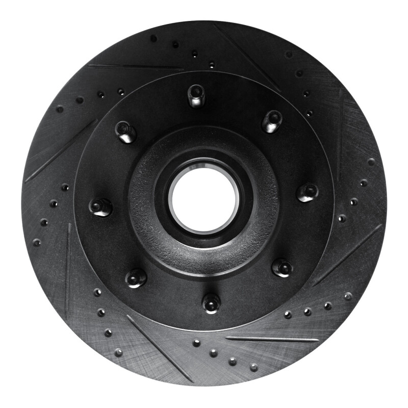 Picture of R1 99-02 Ford F-350 Super Duty 2WD Front Right Drilled & Slotted Black Brake Rotor