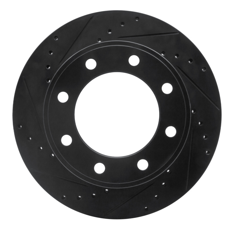 Picture of R1 05-12 Ford F-250 4WD (Super Duty) Rear Left Drilled & Slotted Black Brake Rotor