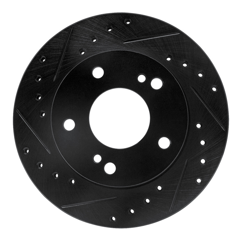 Picture of R1 94-96 Nissan 240SX Front Left Drilled & Slotted Black Brake Rotor