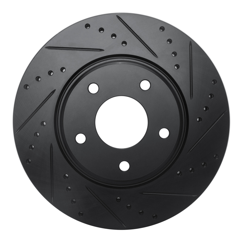 Picture of R1 02-06 Infiniti I35 Front Right Drilled & Slotted Black Brake Rotor