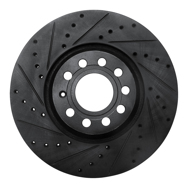 Picture of R1 97-06 Audi A6 (USA/Canada) Front Left Drilled & Slotted Black Brake Rotor