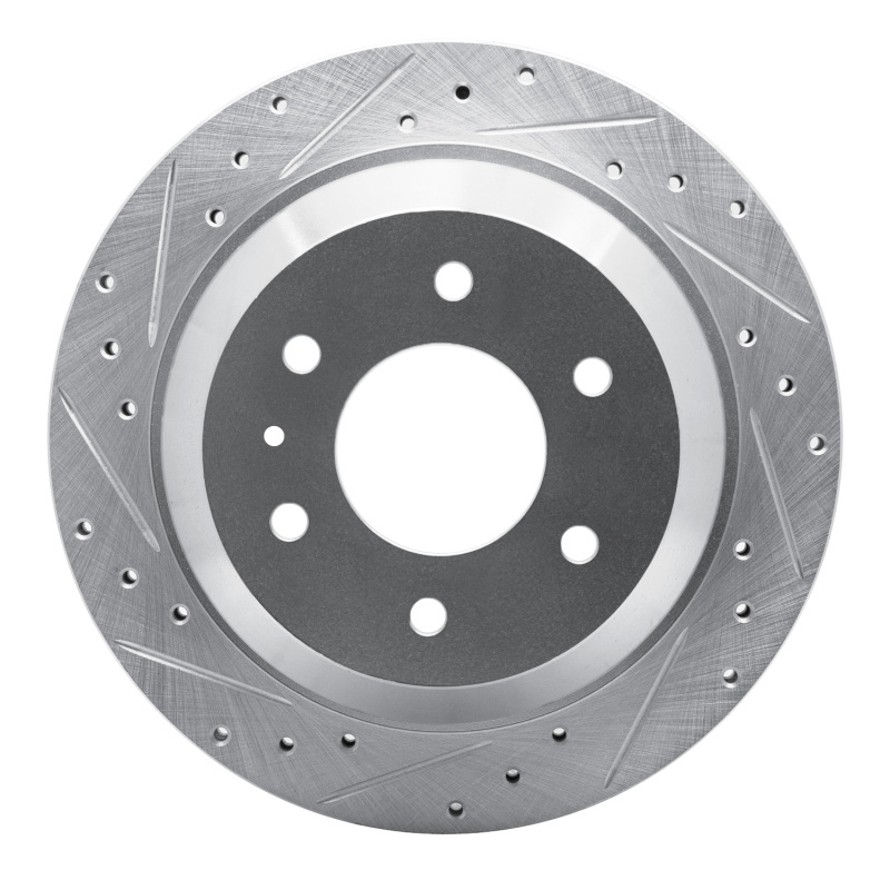 Picture of R1 02-09 Buick Rainier Rear Left Drilled & Slotted Silver Brake Rotor