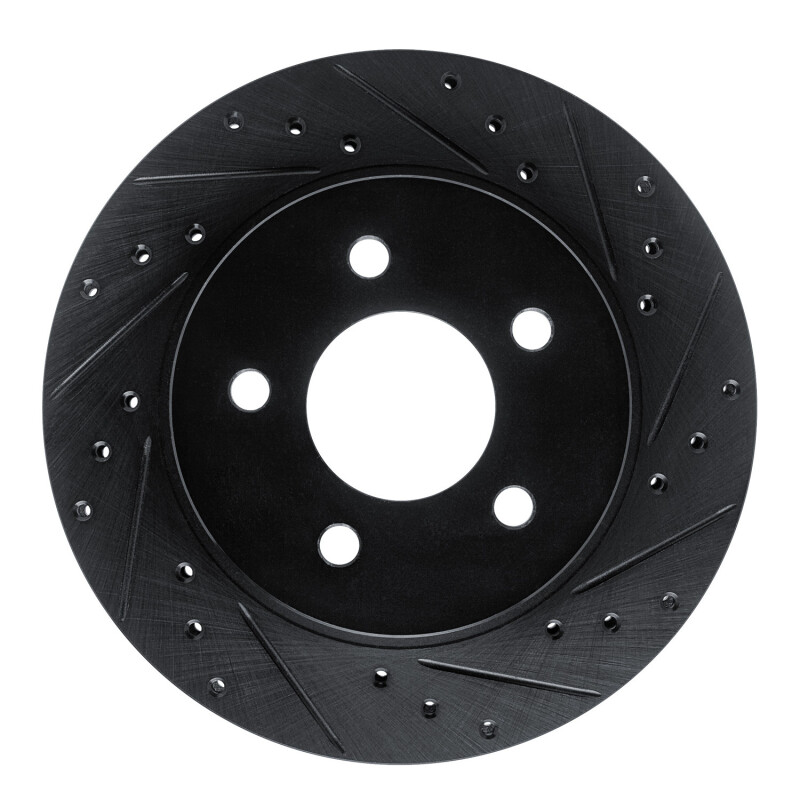 Picture of R1 82-90 Ford Mustang Rear Right Drilled & Slotted Black Brake Rotor
