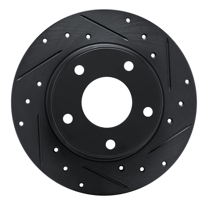 Picture of R1 20-25 Nissan SENTRA Rear Right Drilled & Slotted Black Brake Rotor