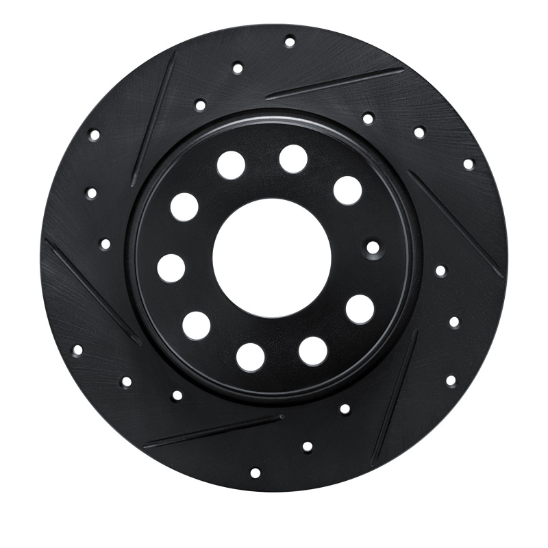 Picture of R1 17-25 Audi Q2 (Mexico) Rear Left Drilled & Slotted Black Brake Rotor