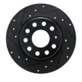 Picture of R1 17-25 Audi Q2 (Mexico) Rear Left Drilled & Slotted Black Brake Rotor