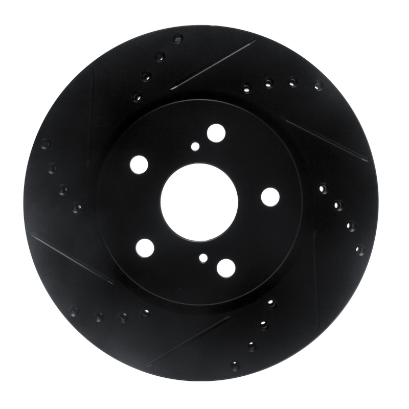 Picture of R1 18-22 Toyota C-HR Front Left Drilled & Slotted Black Brake Rotor