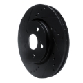 Picture of R1 18-22 Toyota C-HR Front Left Drilled & Slotted Black Brake Rotor
