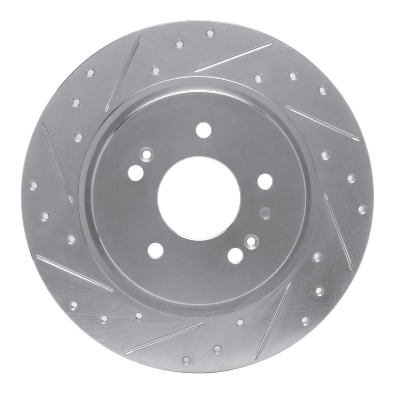 Picture of R1 19-25 Hyundai SANTA FE Rear Left Drilled & Slotted Silver Brake Rotor