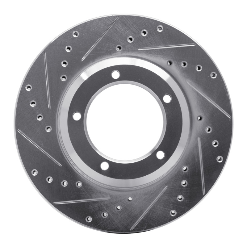 Picture of R1 90-16 Land Rover Defender 90 Front Left Drilled & Slotted Silver Brake Rotor