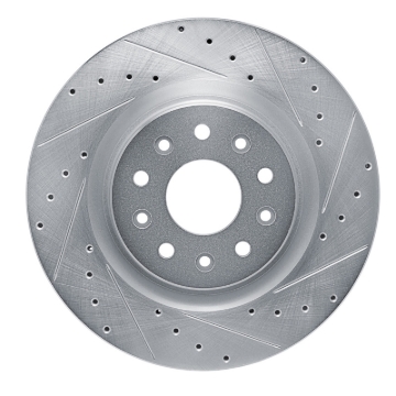 Picture of R1 20-25 Chrysler Pacifica Front Right Drilled & Slotted Silver Brake Rotor