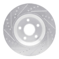 Picture of R1 12-18 Jeep Wrangler Front Right Drilled & Slotted Silver Brake Rotor