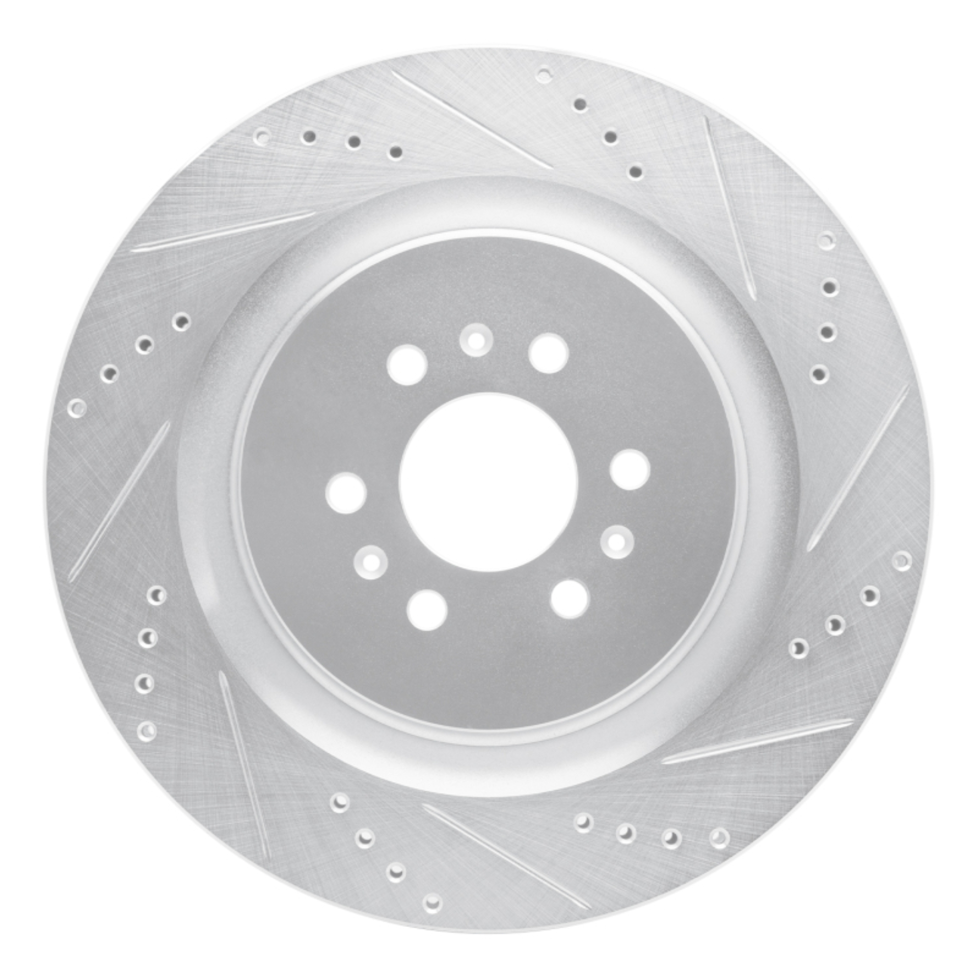 Picture of RNC Brake Rotor - Drill & Slot - R1 04-11 Cadillac STS Rear Right Drilled & Slotted Silver Brake Rotor rnc631-46016R