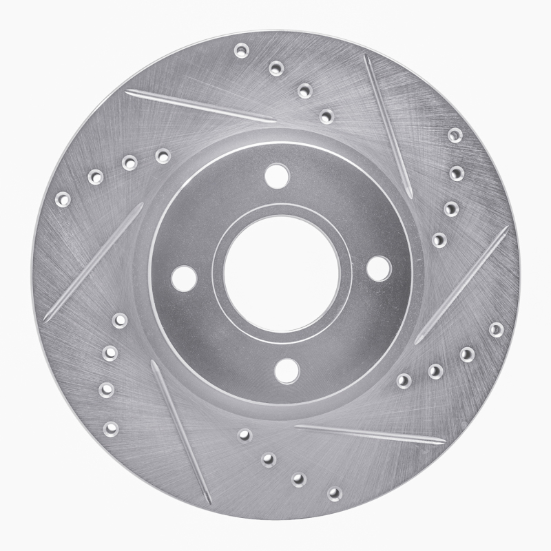 Picture of RNC Brake Rotor - Drill & Slot - R1 14-23 Ford Fiesta (USA/Canada) Front Right Drilled & Slotted Silver Brake Rotor rnc631-54075R