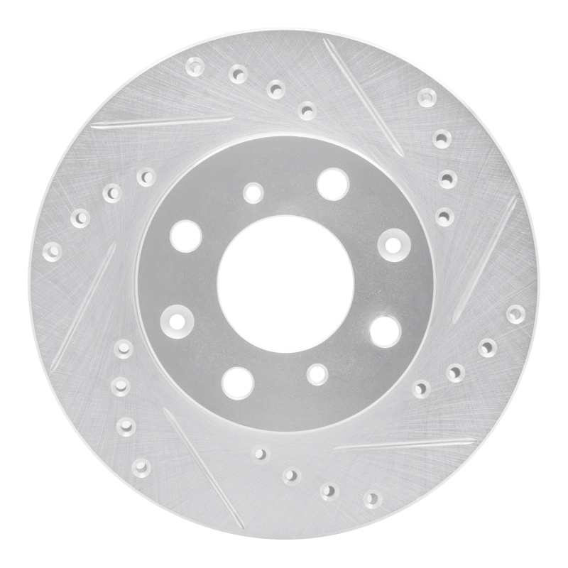 Picture of RNC Brake Rotor - Drill & Slot - R1 84-90 Honda Prelude Front Right Drilled & Slotted Silver Brake Rotor rnc631-59011R
