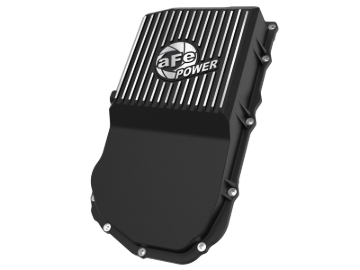 Picture of AFE Diff/Trans/Oil Covers - aFe POWER 21-24 RAM 1550 TRX Pro Series Transmission Pan Black w/ Machined Fins afe46-71310B