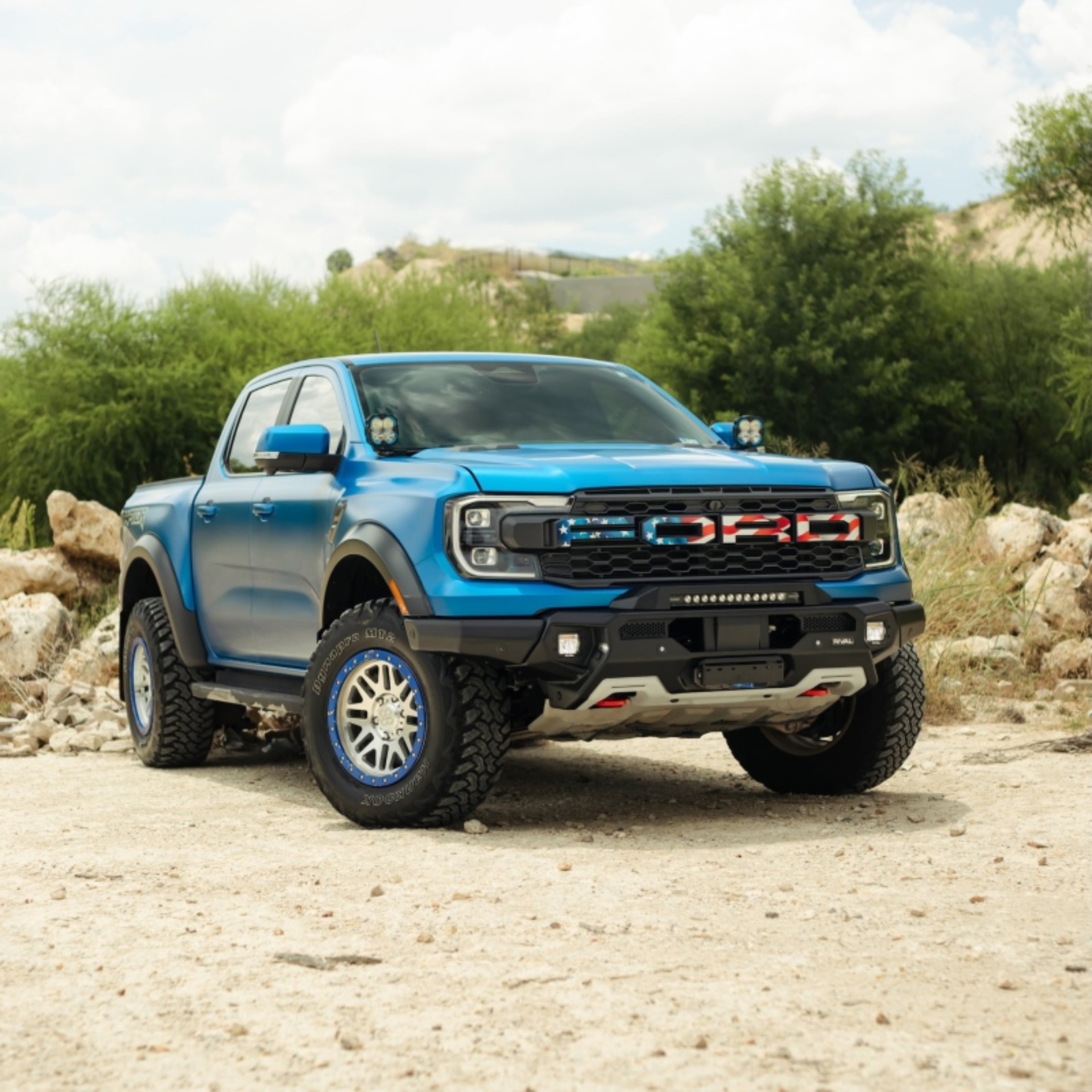 Picture of RIVAL 24-26 Ford Ranger Raptor Front Aluminum Bumper w/Winch Mount and Recovery Points