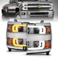 Picture of ANZO Projector Headlights 15-17 Chevrolet Silverado 2500HD / 3500HD Chrome w/ Chrome Rim