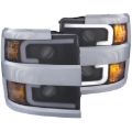 Picture of ANZO Projector Headlights 15-17 Chevrolet Silverado 2500HD / 3500HD Black w/ Chrome Rim