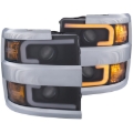 Picture of ANZO Projector Headlights 15-17 Chevrolet Silverado 2500HD / 3500HD Black w/ Chrome Rim