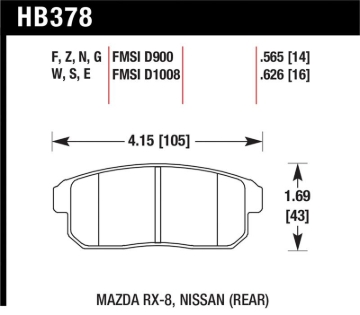 Picture of Hawk 03-07 RX8 HPS Street Rear Brake Pads (D1008)