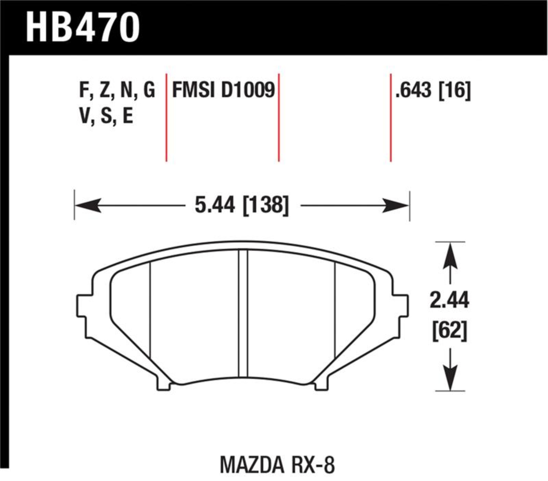 Picture of Hawk 04-09 RX8 HPS Street Front Brake Pads (D1009)