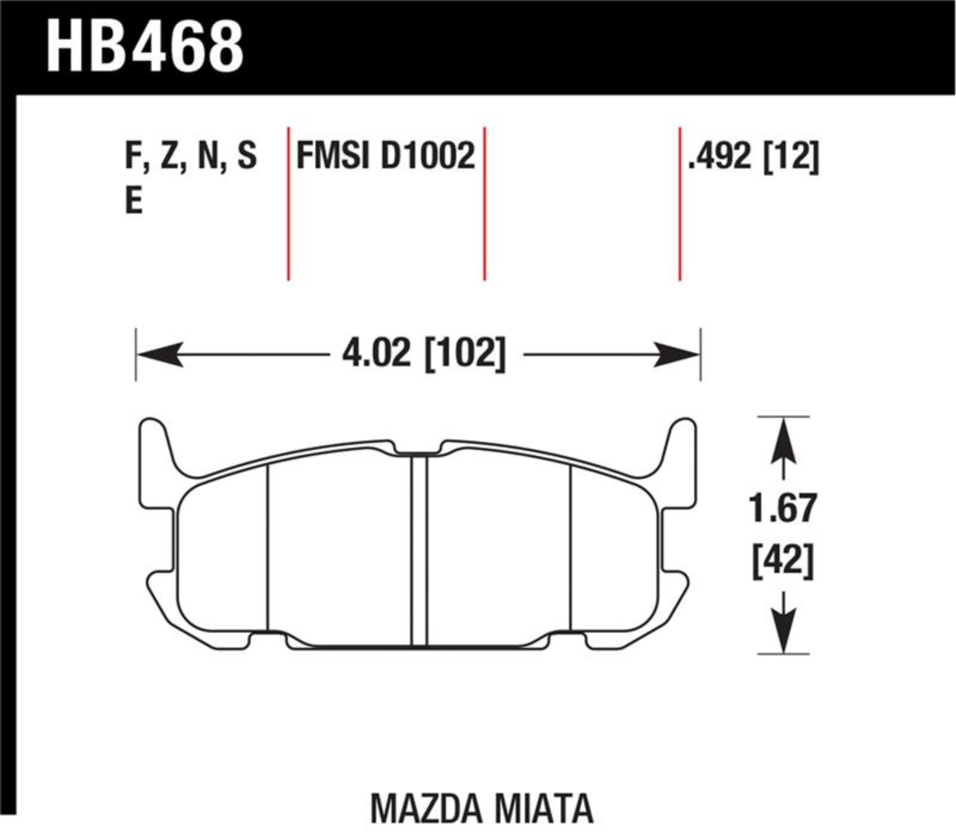 Picture of Hawk 04-05 Mazda Miata HT-10 Race Rear Brake Pads