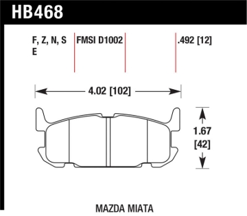 Picture of Hawk 04-05 Mazda Miata HT-10 Race Rear Brake Pads