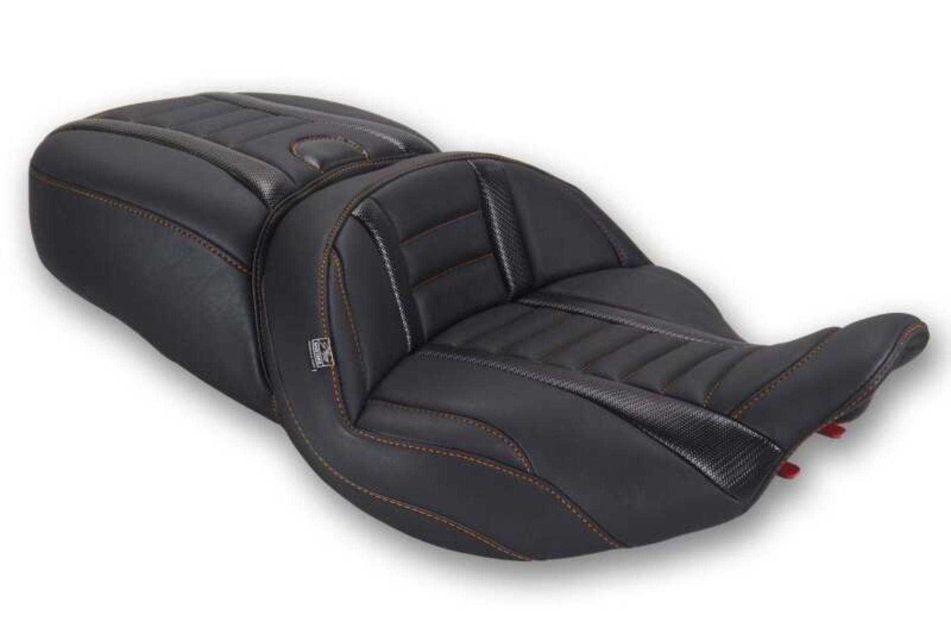 Picture of Mustang 23-26 Harley CVO Road Glide, Street Glide, ST Deluxe 1pc 2Up Blk w/Mandarin Orange Thread