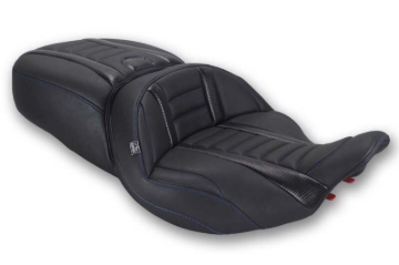 Picture of Mustang 23-26 Harley CVO Road Glide, Street Glide, ST Deluxe 1pc 2Up Blk w/Sky Blue Thread