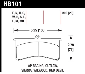 Picture of Hawk Wilwood SL AP Racing Outlaw .8 Inch Super-lite DTC-30 Brake Pad Set